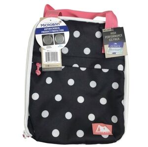 Arctic Zone Black Polka Dot Insulated Microban Lunch Box with Reusable Ice Pack